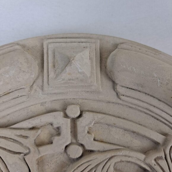 Handmade Vintage Ceramic Wall Hanging Cream Color 3D Relief Hangers on Back - Picture 6 of 11